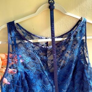 Evan Picone Navy Blue Lace Flare Dress